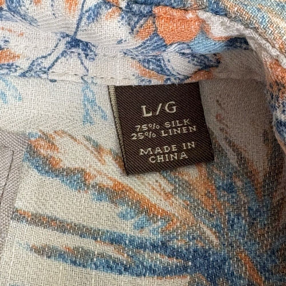 Margaritaville Shirt Mens L Hawaiian Floral Silk Linen Beach Resort Cruise Dad‎ - Picture 3 of 14